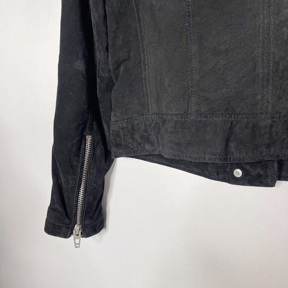 BlankNYC Womens Medium M Black Crop Suede Leather Moto Jacket Asymmetrical Zip - Picture 6 of 10